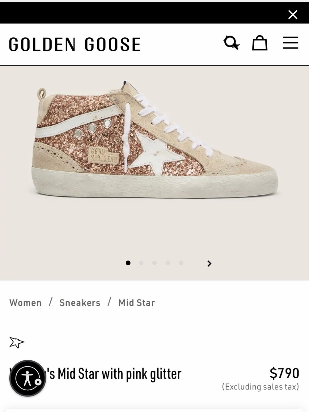 Golden Goose Pink Glitter Mid Star High-Top Sneakers